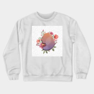 Woman with flowers as a pattern and white background Crewneck Sweatshirt